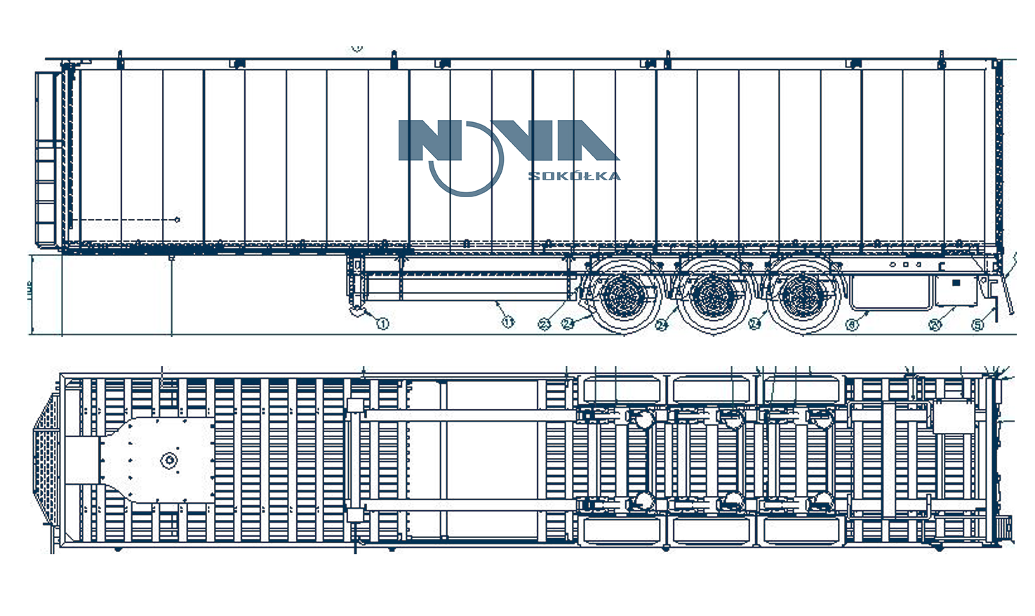 Wymiary naczepy z ruchomą podłogą NOVA